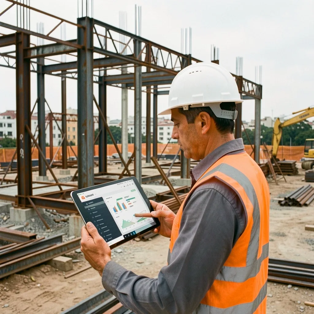Ingeniero con tablet en obra